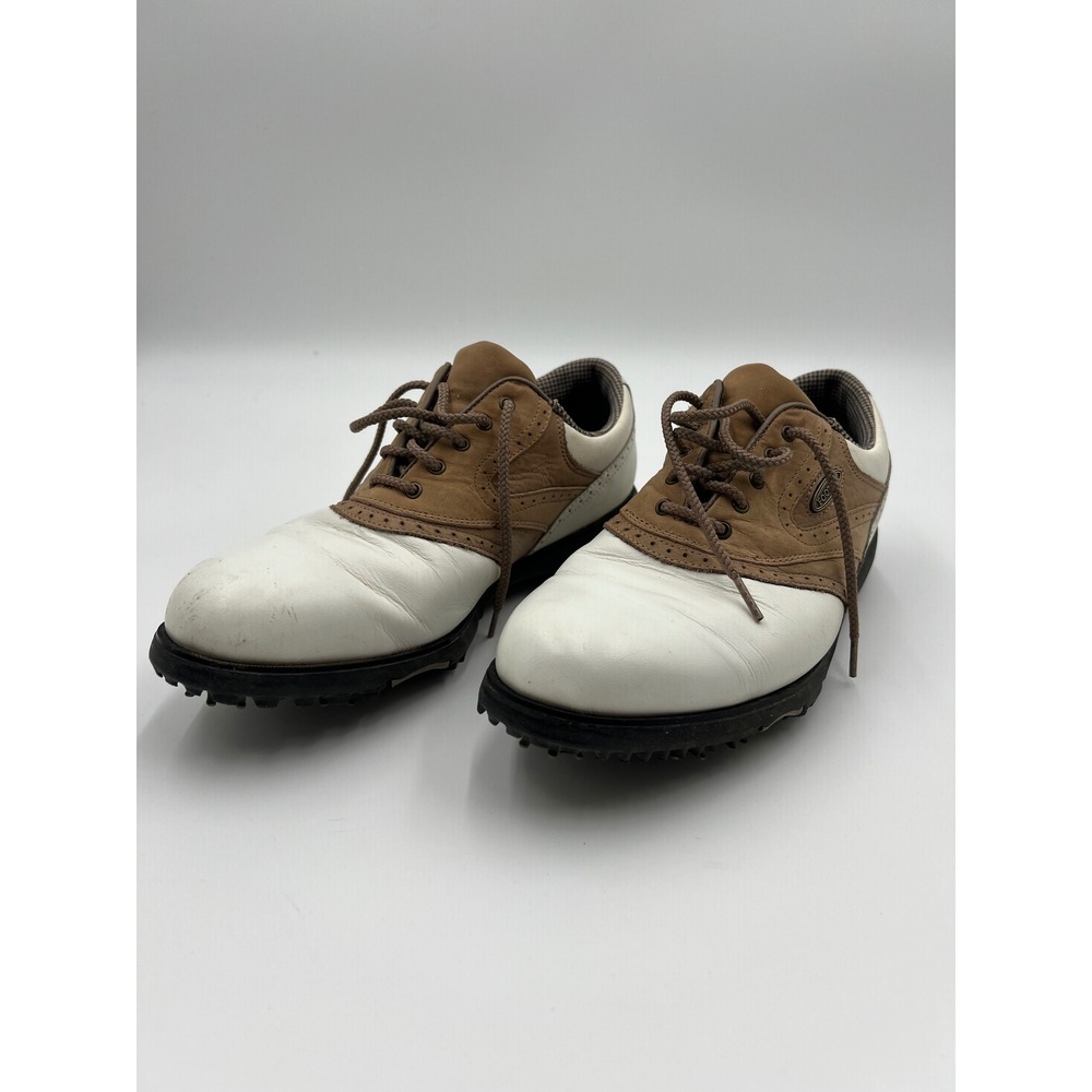 FootJoy eComfort 98308 Women 9 M White Brown Leather Saddle Golf Shoes